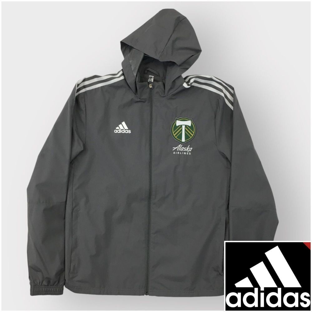 ADIDAS Tiro 21 Mens Windbreaker Jacket Full Zip Hood Portland Timbers Size S